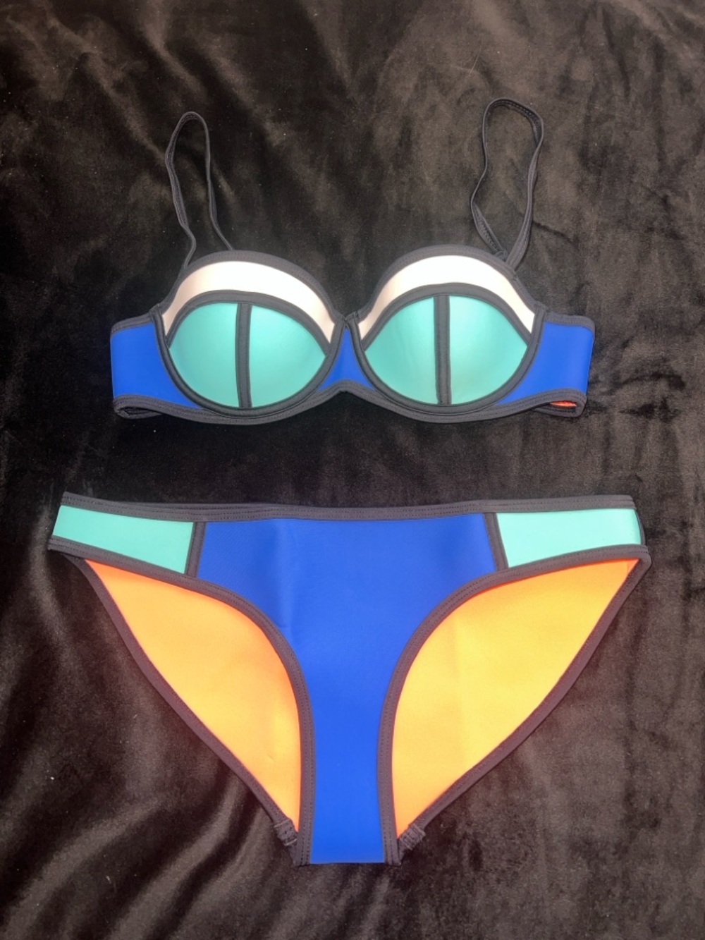Triangl swimwear Colorblock Bikini in Blue, Teal & Orange